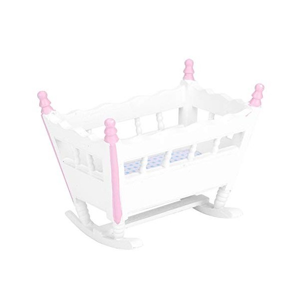 Accessoires de Maison de poupée Playhouse Faits de Bois Mobilier Miniature pour bébé, Berceau Compatible avec poupée à léche