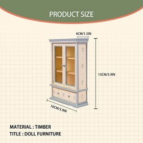PMELCXD Dollhouse Bibliothèque en Bois Mini Armoire Trois Couches avec Tiroir Miniature Meubles Modèle Jouet 1:12 Dollhouse C