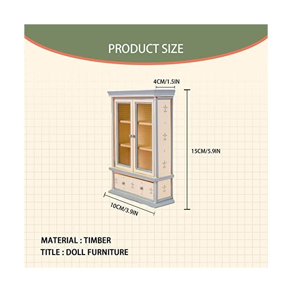 PMELCXD Dollhouse Bibliothèque en Bois Mini Armoire Trois Couches avec Tiroir Miniature Meubles Modèle Jouet 1:12 Dollhouse C