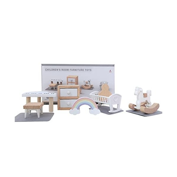 LICHENGTAI Kit de Meubles de Maison de poupées en Bois, Miniature Maison de poupées Accessoires de Meubles y Compris la Cuisi