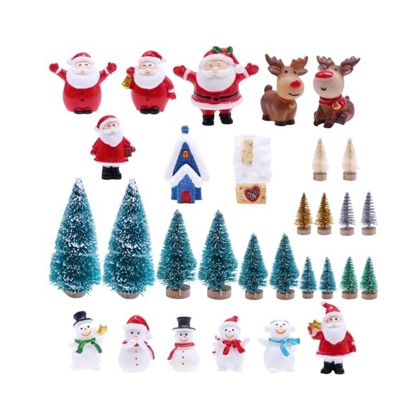 F Fityle Mini Arbre de noël Bonhomme de Neige, Ensemble daccessoires de noël pour Maison de poupée 1/12, Ensemble dornement