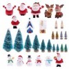 F Fityle Mini Arbre de noël Bonhomme de Neige, Ensemble daccessoires de noël pour Maison de poupée 1/12, Ensemble dornement