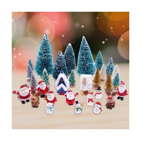 F Fityle Mini Arbre de noël Bonhomme de Neige, Ensemble daccessoires de noël pour Maison de poupée 1/12, Ensemble dornement