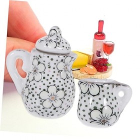 ibasenice 1 Ensemble De Service À Thé pour Maison De Poupée Accessoires Tasse À Thé en Céramique Bouilloire À Thé Petite Théi
