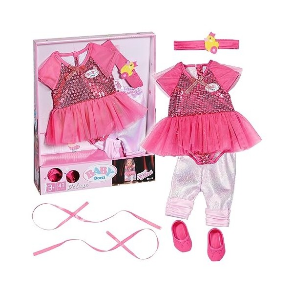 Baby born Deluxe Tenue de Ballerine 834176 - Accessoires pour les poupées qui mesurent jusqu’à 43 cm - Contient 1 robe avec t