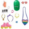 Barbie Fashionistas Kit Accessoires pour poupée sur le thème du roller avec 11 éléments de jeu, jouet pour enfant, GRC12