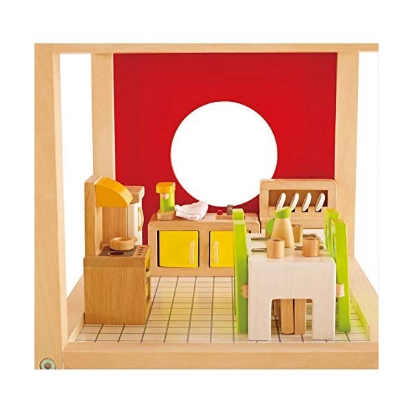 Jouet Hape - Meubles Salle à Manger pour Maison de Poupée en Bois - Accessoires Maison en Bois pour Famille - Coffret de 23 P