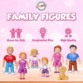Playkidz Figurines Familiales–7 Petits Personnages Pour Jouer À La Maison De Poupée, Comprenant Les Parents, Les Frères Et Sœ