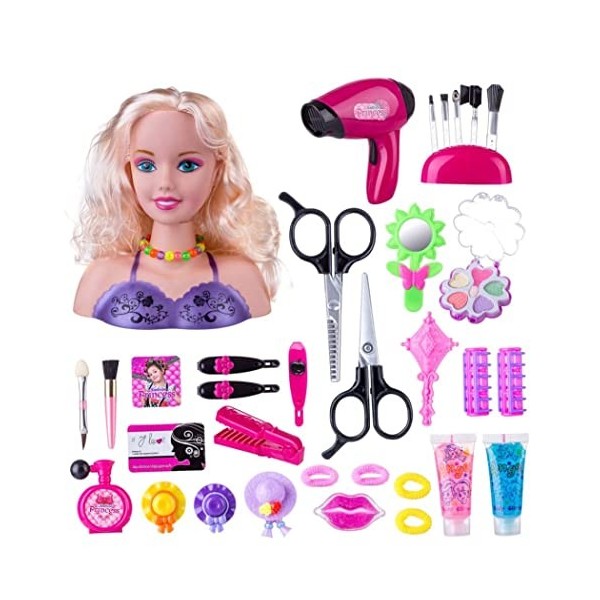 Weduspaty Poupées de Maquillage pour Enfants 35PCS Jouet de Coiffure pour poupées, Accessoires de Coiffure pour Filles, Jouet