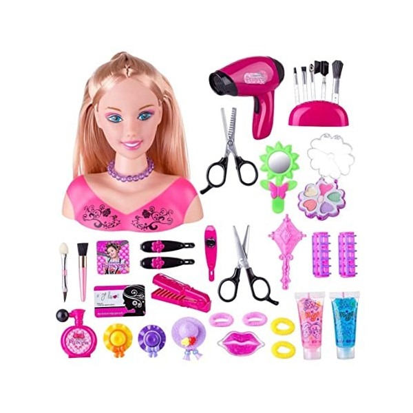 Weduspaty Poupées de Maquillage pour Enfants 35PCS Jouet de Coiffure pour poupées, Accessoires de Coiffure pour Filles, Jouet