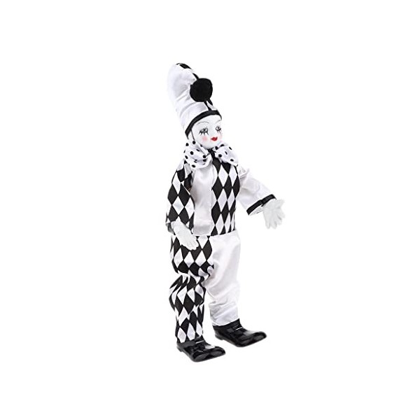 SM SunniMix 36cm Vintage Porcelaine Suspension Pied Poupée Clown Poupée Arlequin Accessoire pour Fête de Noël dhalloween