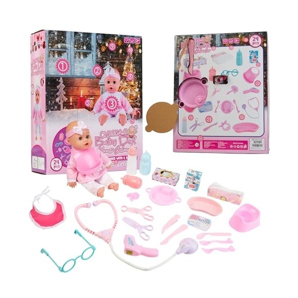 Calendrier de lAvent Poupée 2023 - Calendrier de lAvent Enfant Fille avec Poupée et Accessoires - Idée Cadeau Petite Fille