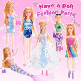 HappyGoLucky 47 Vêtements Bijoux Accessoires pour Poupées, 1 Grande Armoire et 1 Poupées Jouets de Mode pour Enfants Filles 3