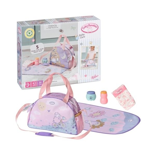 Baby Annabell Sac à langer 707432 - Sac de rangement avec sangles pour les accessoires Baby Annabell de 36 cm et 43 cm - Poup