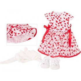 Götz 3403033 Ensemble Cœurs - Vêtements pour poupées de T. XL - Set de 4&nbsp;vêtements et Accessoires pour poupées de 45 - 50&nbsp;cm