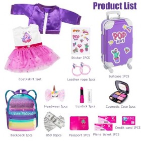 Lot de 24 valises de voyage américaines de 45,7 cm et accessoires comprenant manteau, robe, sac à dos, autocollants, jouets p