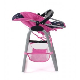 Bayer Chic 2000-655-33 Chaise Haute pour poupées, Meubles de poupée, Accessoires de poupée, Papillon, Bleu Marine/Rose