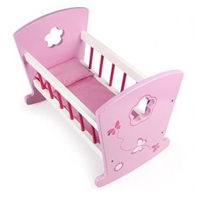 Leomark Berceau en Bois Classique, lit pour la poupée, Accessoire pour Les poupées, Mobilier De Poupée, Berceau à Bascule