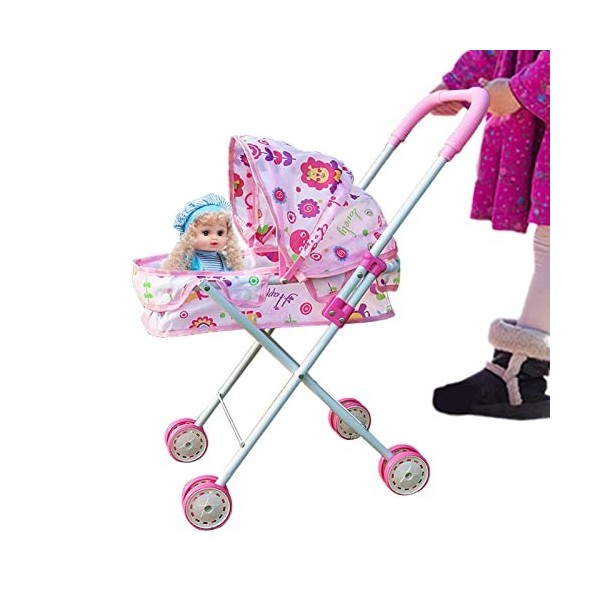 Poussette de poupée,Poussette de poupée pour Enfant Facile à Plier - Accessoires de poupée pour Fille à partir de 3 Ans Acces