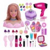 Glimetal Lot de 40 têtes de poupée de maquillage avec accessoires de sèche-cheveux pour enfants et filles