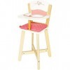 Hape Accessoire Poupon Bébé Chaise Haute en Bois - Chaise Haute Poupée Blanche et Rose Ennfant dès 3 Ans - Encourage les Jeux