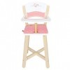 Hape Accessoire Poupon Bébé Chaise Haute en Bois - Chaise Haute Poupée Blanche et Rose Ennfant dès 3 Ans - Encourage les Jeux