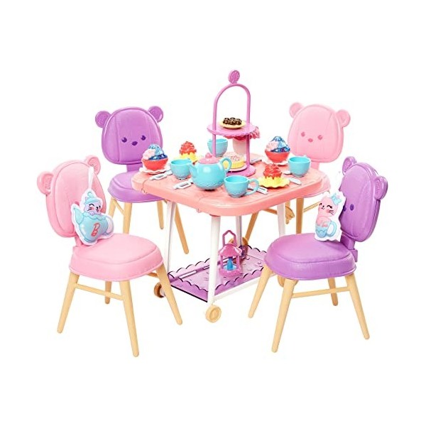 Barbie Coffret Heure du Goûter Ma Première avec Chariot de Desserts, 18 Accessoires et 2 Peluches, Jouet Enfant, Dès 3 Ans, H