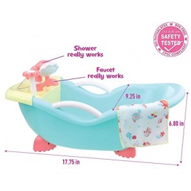 JC TOYS – Baignoire avec Accessoires et Douche, Multicolore 25520 