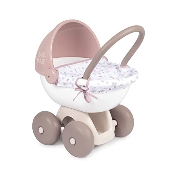 Smoby - Baby Nurse - Landau Câlin - pour Poupons et Poupées - Roues Silencieuses - Bac de Rangement - Tissu Lavable - 220377 