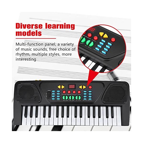 Piano à clavier pour enfants, portable 37 touches multifonction avec alimentation, clavier électronique avec microphone pour 