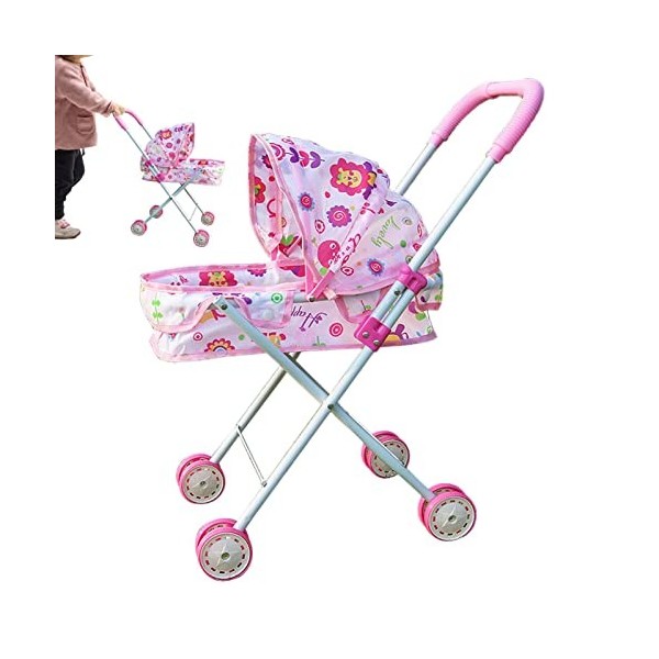 Jouer Poussette de poupée,Poussette Pliable et rétractable pour Enfant | Accessoires de poupée pour Fille à partir de 3 Ans A