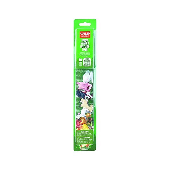 Wild Republic 20822 Nature Tube Lot de 10 Figurines danimaux de la Ferme Multicolore