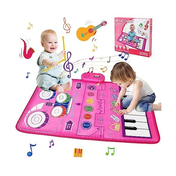 Ballery Tapis Musical Tapis de Piano pour Bébé, Tapis de Danse pour  Enfants, Jouets pour bébé 1 an, Tapis de Musique 2 en 1 J