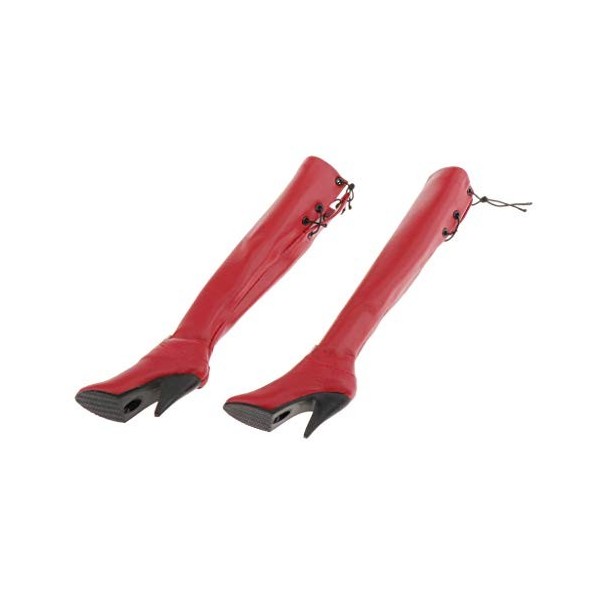 Perfeclan 1/6 Femme Poupée Cuissardes Chaussures Accessoire pour Figurines 12" - Rouge