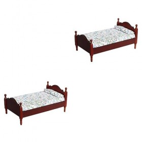 MAGICLULU 2 Pcs Lit en Bois Lit De Poupée en Bois Faire Semblant De Jouer Au Lit Jouet en Bois Maison De Poupée Lit Accessoir