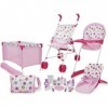 509 Crew Spring Kit de jeu de poupées 21 pièces Stroll n Play & Care Rose – Poussette pour poupée, lit de voyage pour poupée,