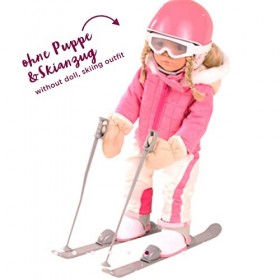 Götz 3402316 Set de Ski Alpin - Set de 8&nbsp;Accessoires pour poupées de 45-50&nbsp;cm - Comprend Skis, bâtons de Ski, Casque, Lunette