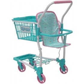 KOOKAMUNGA KIDS chariot dachat de jouets avec panier à main amovible, chariot dépicerie réaliste 2 en 1 pour enfants avec p