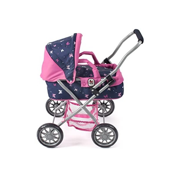 Bayer Chic 2000 - Landau pour poupée Smarty, Petite Poussette pour poupée à partir de 2 Ans, Papillon, Bleu Marine/Rose, 555-