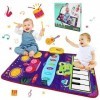 JoyPlus Jouets Musical Bébé 1 an, Tapis de Piano pour Enfants, Jouet Musical 2 en 1 pour Piano et Batterie de Jazz avec 2 Bât