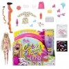 Barbie Coffret Color Reveal, Poupée Mannequin blonde, série Tie-dye Fluo avec 25 surprises, 1 poupée et 1 chiot et changement
