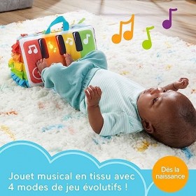 Fisher-Price Jouet Musical Mon Piano D’Éveil Sensoriel Pour Jeu À Plat Ventre Et Sur Le Dos Bébés, Avec Touches Lumineuses Mu