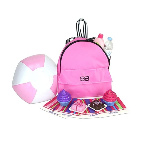 Sophias Ensemble daccessoires pour poupée, ballon de plage et sac à dos pour poupée de 45,7 cm - 12 pièces avec sac à dos d