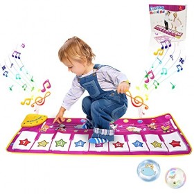 Vesaneae Tapis Musical avec 8 Instruments, Tapis de Piano Tapis de Danse  pour Bébé Enfants, Jeux Tapis de Musique Tapis de Cl