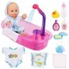 deAO Doll Set de Bain 13PCS avec 33cm Poupée, Baignoire et Autres Accessoire,Set Baignoire et Accessoires,avec la Fonction de