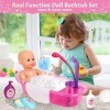 deAO Doll Set de Bain 13PCS avec 33cm Poupée, Baignoire et Autres Accessoire,Set Baignoire et Accessoires,avec la Fonction de