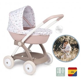 Smoby - Baby Nurse - Landau - pour Poupons et Poupées - Capote Rabattable - Panier de Rangement - 254118