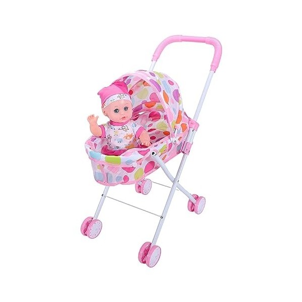 Chaise Haute pour bébés poupée | Poussette de poupée Pliable - Siège de Voiture de poupée avec auvent réglable, Accessoires d