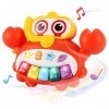 HERSITY Jouet Musical Enfant 18 Mois, Piano Musical Jouet Bébé avec Lumière, Jouets Crabe Musicaux Cadeaux danniversaire pou