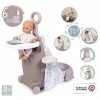 Smoby - Baby Nurse - Valise Nursery 3 en 1 - Valise, Chaise Haute, Lit - 6 Accessoires Inclus - 220374 Multicolore